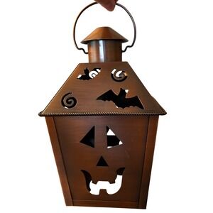 Hallmark Halloween Jack O Lantern Bats Metal Candle Holder Spooky Decoration‎
